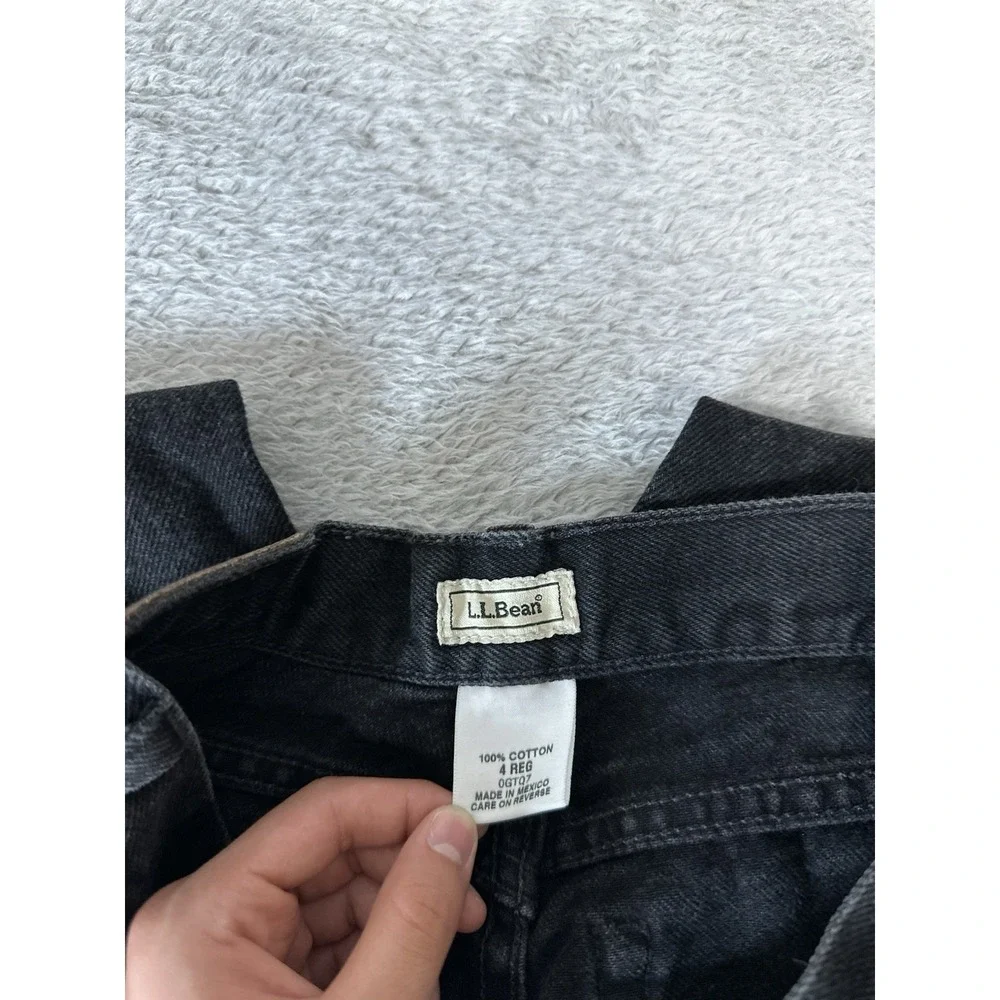 LL Bean Women's Black Straight Denim Jeans Size 4 Regular 26x28‎ Pants Cotton